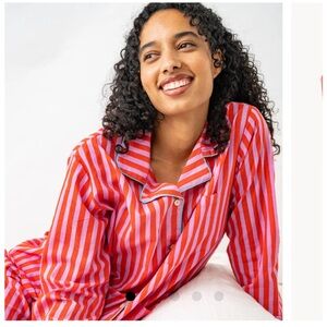 INK + ALLOY Bonnie Striped Pajama Set in Lavender & Poppy. Size M